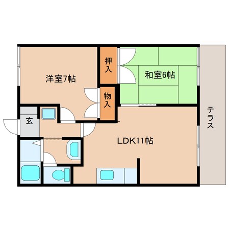 学園前駅 徒歩9分 1階の物件間取画像